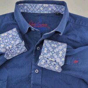 Robert Graham Mens Shirt Medium‎ Blue pattern Button Long sleeve Casual Dressy